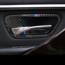 Carbon Fibre Car Sticker Interior Door Handle Cover Trim Door Bowl Stickers Decals Strips For BMW 3 4 Series 3GT F30 F31 F32 F34 S265q