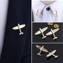 Brooches 1Pair Aircraft Double Airplane Metal Brooch Pins Button Pin Shirt Jacket Collar Lapel Fashion Jewelry