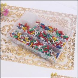 Filing Supplies 500 Pcs Lot Decorative Standard Push Pins Mti Colour Good For Home Office Using Drop Del238S