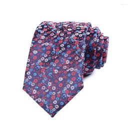 Bow Ties Colourful 7CM Mens Necktie Navy Blues Red Floral Ascot For Man Wedding Polyester Silk Cravat Business Party Corbatas Para