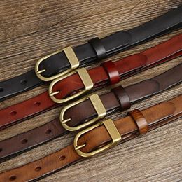 Belts 1.8cm Women's Belt Pure Cowhide Alloy Buckle Needle For Jeans Retro Handmade Genuine Leather