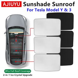 Shade AJIUYU Roof Sunshade For Tesla Model Y 3 Car - Sunroof Upgrade Ice Cloth Buckle Sun Shades Glass Front Rear Skylight 230718