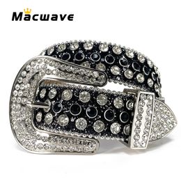 Neck Ties Western Punk s Belts For Women Man High Quality Bling Diamond Crystal Studded Belt Jeans Cowboy Cowgirl 230718