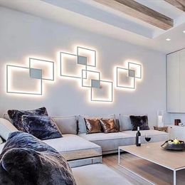 Wall Lamp Square Decoration Led Living Room Bedroom Background Tv DIY Lighting Bulbs 110-240v 20w 24w Sconces