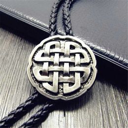 Bolo Ties Bolo tie New retro shirt chain lucky knot collar necklaces long neckties pendant HKD230719