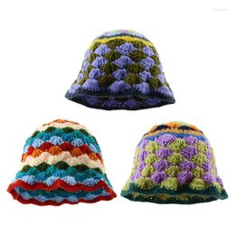 Berets 50JB Elastic Windproof Beanie Hat Knit Lingge Pattern Hats For Adult Teenagers