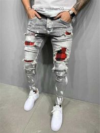 Men's Jeans New Fashion Streetwear Denim Jeans Men Pants Skinny Joggers Ripped Man Zipper Hip Hop Harajuku Male Homme Denim Z230719