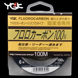 Braid Line Japan Imported YGK 100M 100% Super Strong True Fluorocarbon Fishing Line Carbon Line Front Wireway Transparent Monofilament 230718