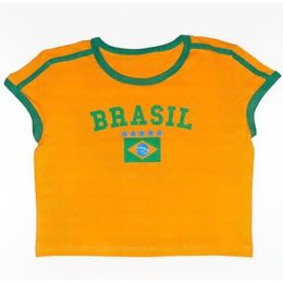 Women's T-Shirt Brazil y2k Jersey women T-shirt Brazilian Flag Selection Football Team Shirt O-Neck Cotton Short Sleeve Top women Clothing Top 230718