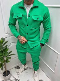 Men's Tracksuits Jacket and Pants Sets Spring Autumn Tracksuit High Quality Thick Solid Bright Colour Fashion 2 Piece Suits for Male 230718