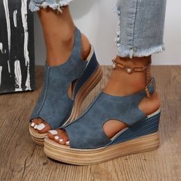 Designer Womens Trend Wedge Platform Casual Flat Summer Elegant Sandals Party Heels Womens Shoes Plus Size 42 2307185Z9Cabc