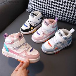 New High Top Children Sports Shoes Pink Girls Sneakers Handsome Student Basketball Shoes School Soft Bottom Running shoes E09062 L230518