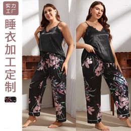 Women's Sleepwear Two-piece Set Pyjamas Sexy Bra Pijama Plus Size Tops Womens Summer Outfits Satin Nightie Woman