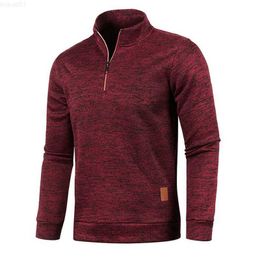 Maglioni da uomo Primavera Felpe da uomo più spesse Pullover mezza cerniera per uomo Felpa con cappuccio uomo Sweatshir Maglioni dolcevita tinta unita autunno L230719