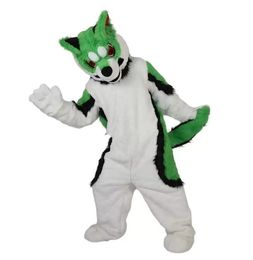 Hallowee Green Husky Fursuit Mascot Costume High Quality Cartoon Anime theme character Carnival Adult Unisex Dress Christmas Birthday Party Outdoor Outfit