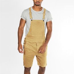 summer clothes Men Jumpsuits Oversize Jeans solid color loose Overalls Pocket Casual Straps Fashion rompers male pants2383