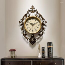 Wall Clocks European Retro Wrought Iron Clock Living Room Creative Silent Quartz Watch Home Entrance El Lobby Decorative