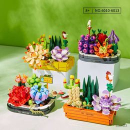 Blocks City Creative Succulent Potted Office Home Decoration DIY Scene Accessories Building Blocks Bricks Toys Gifts R230720