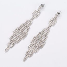 Dangle Earrings YFJEWE Fashion Silver Plated Bridal Wedding Long Rhinestone Crystal Women Jewelry Gift Wholesale E484