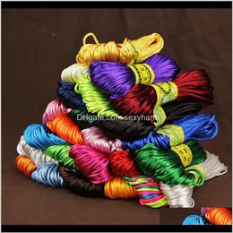 Jewelry Findings & Components Other 20 Meters Satin Nylon Rame Braiding String Knitting Rope Chinese Cord Knot Rattail Thread229C