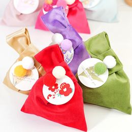 Gift Wrap 2pcs Velvet Candy Bag Wedding Christmas Party Packaging Chocolate Favour Pouch Jewellery Easter Decoration