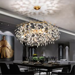 Chandeliers Nordic LED Crystal Chandelier Tree Branch Luxury Pendant Lights Living Decoration Lighting Gold Villa Hanging Lamp