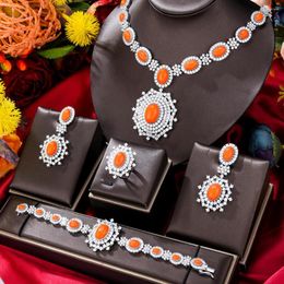 Necklace Earrings Set Jimbora Fashion Turquoise UAE Dubai Bridal Jewellery For Women Wedding Party Nigerian African Earring