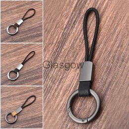 Car Key Handmade Leather Auto Keyring Key Holder Real Leather Cowhide Rope Keychain Bag Charm Pendant Accessories Car Key Llaveros Gift x0718