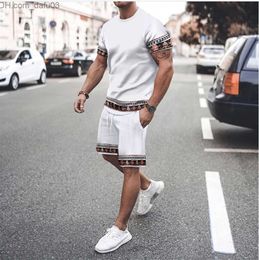 Men's Tracksuits Street clothing men's T-shirt set summer beach luxury 3D printing men's track and field clothing men's ultrafine clothing T-shirt shorts set Z230719