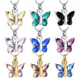 Pendant Necklaces Butterfly Shape Ashes Cremation Crystal Women Necklace Keepsake Urn Memorial Jewellery Free