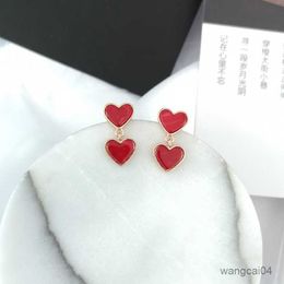 Charm JIOREEE New Arrival cute Korean Double Love Heart Acrylic office Clip Earrings No For Women girl Jewellery Wholesale R230719