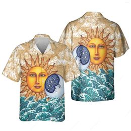 Men's Casual Shirts Jumeast 3D Printed Sun God Apollo Men Hawaiian Hippie Beach Social Shirt Blouses Sunflower Peace Y2K Vintage 90s Clothes