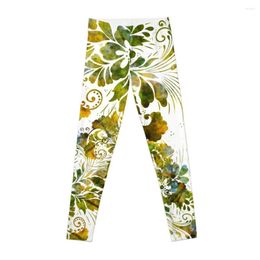 Active Pants Floral Watercolour Abstract - Green Forest Leggings Fitness Clothing Harem For Physical Workout Shorts