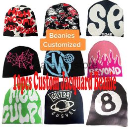 Beanie/Skull Caps Custom Jacquard Beanie Hat DIY Custom Knitted Hat Women's Winter Hat J230719