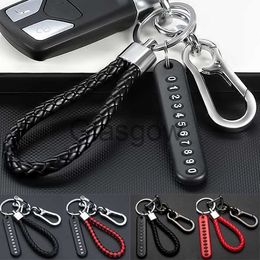 Car Key Lobster Clasp Keychain Braided Rope Phone Number Card AntiLost Car Key Pendant Chains Key Ring Keyring for Auto Home Keys x0718