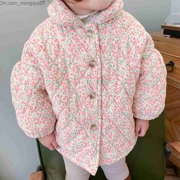 Coat Children's Clothing 2022 Autumn Winter Girls' Coat Cashmere Thickened Cotton Girls' Baby Coat Flower Outerwear Children's Jacket Girls Z230719