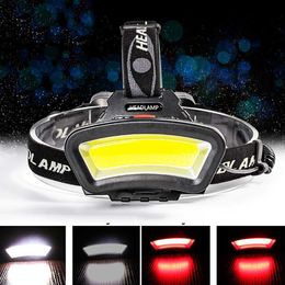 Headlamps D2 Drop D Headlamp Red Light Wide Ang Floodlight COB Headlight 18650 Battery USB Rechargeab Lantern for Fishing HKD230719