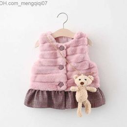 Down Coat Newborn baby fur vest children's jacket toddler girl vest winter warm children vest princess vest baby clothing Z230720