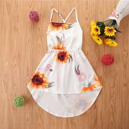 Girl's Dresses Summer Girls Floral Dress Cotton Sleeveles Halter Dress for Kids R230719