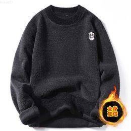 Men's Sweaters Men's autumn and winter new round neck pullover hoodie loose knit fleece thick warm wool sweater clothes L230719