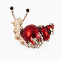 Brooches Tianbo High Quality Green Red Snail Crystal Enamel Insect Brooch Pins For Women Men Dress Hijab Jewelry