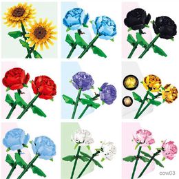 Blocks 2023 City Creativity Bouquet Flower Rose Sun Flower Plants Home Decoration Building Blocks Bricks Kids Toys R230720