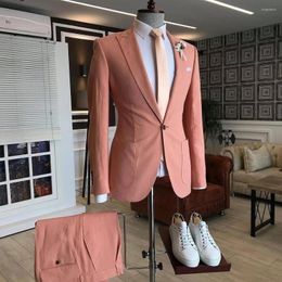 Men's Suits Pink Mens With Pants Terno Masculino Tailor-Made Blazer Trousers Wedding Clothing 2pcs Jacket Party Wear