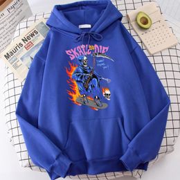 Men's Hoodies Halloween Skate Or Die I Want Killing You Death Scythe Mens Street Sweatshirt Soft Warm Tops Sport Fleece Hoodie For Men