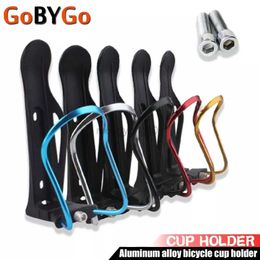 Water Bottles Cages 1PC Aluminum Alloy Bicycle Riding Beverage Bottle Holder Mountain Bike Bottle Holder Support Cage Bicycle Cup Holder Accessories HKD230719