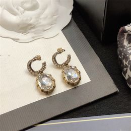 Luxury Stud Double Letter G Designer Brand ggity Earrings Vintage brass Crystal Stone Earring Women's Party Jewellery Gift Box 2534