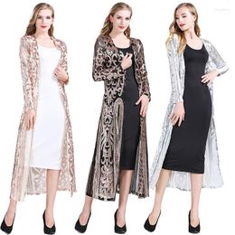 Women's Jackets Sequin Long Jacket Women Clothing Cardigan Coat Chaqueta Mujer Outerwear Fashion Elegant Woman Outfits Casaco Feminino