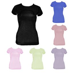 Lu-088 Women Yoga T-Shirts Women's T-Shirt High-Elastic Breathable Running Top Quick Drying Seamless Short Sleeve Sport-Cycling Gym Wear lu good S-9