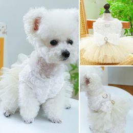 Dog Apparel Pet Dress Easy To Wear Fancy Tulle Charming Comfortable Cats Dogs Mesh Princess With Traction Ring Supply