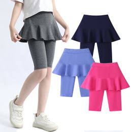 Leggings Tights SheeCute Summer Girls Knee Length Thin Cotton Leg Baby Children Candy Coloured Pants with Skrit RB001 230718